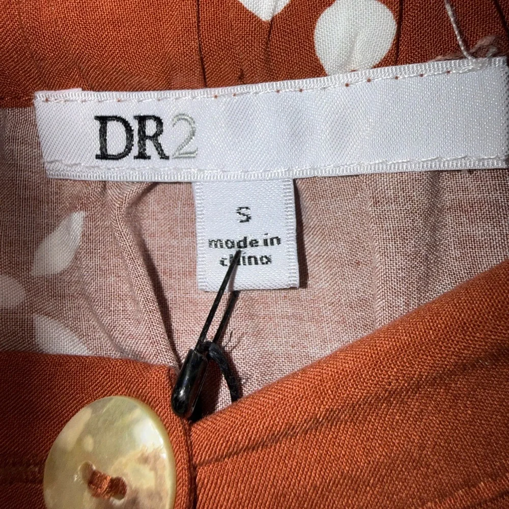 DR2 Rust Brown Maxi Skirt with White Floral Border #70 - Picture 3 of 3